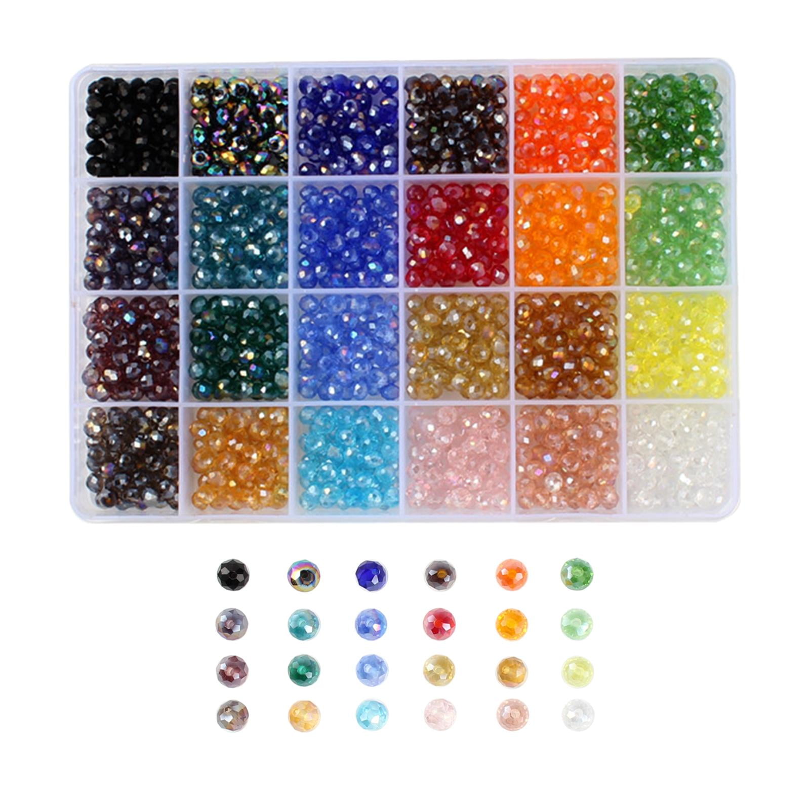 Milageto 1200PCS Glass Crytal Beads 6mm DIY Craft Round Beads Colorful Loose Spacer Beads