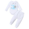 thumbnail image 2 of IBTOM CASTLE Toddler Baby Boy Winter Snowflake 1st Birthday Outfits Set Long Sleeve Romper Long Pants Suspenders Crown Fall Winter Clothes for Cake Smash Photo Props 1 Year White & 2pcs, 2 of 8