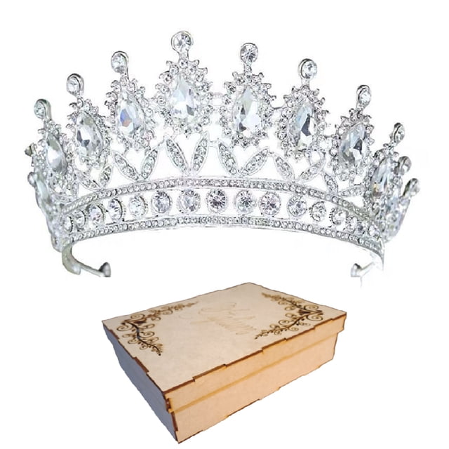 Corona Tiara Reina Carnaval Lujo Plata Certamen Novia Xv Coronación Niña Boda Cristales M0016 GENÉRICA CUSTOM VALTA