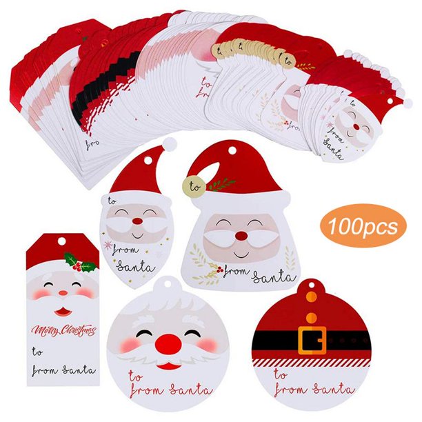 Santa Gift Tags Christmas Present Labels for Home Decor