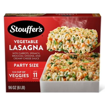 Stouffer’s Vegetable Lasagna, Party Size Lasagna, Easy Frozen Dinners, 96 oz (Frozen)