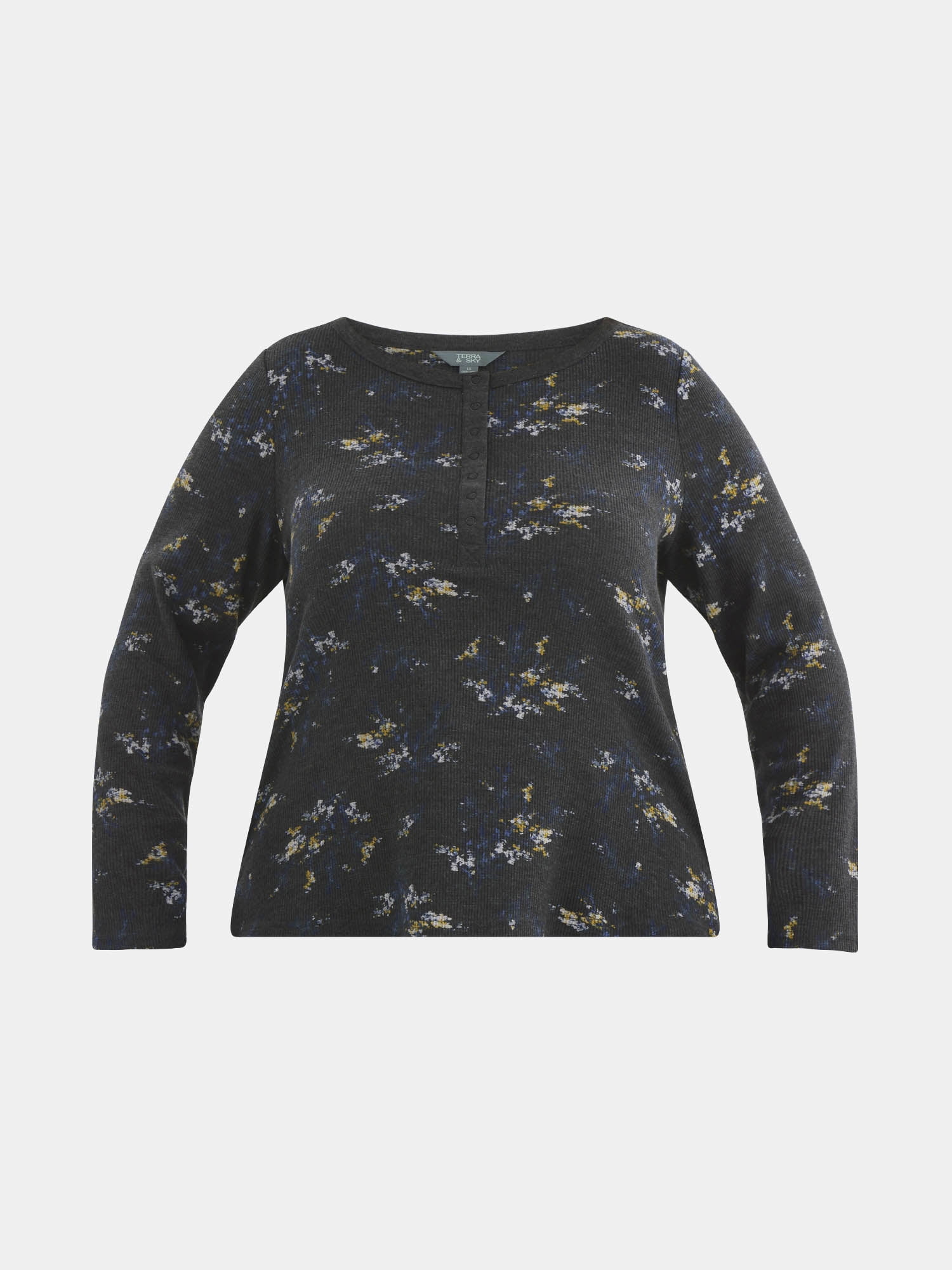 Terra & Sky Women’s Plus Waffle Henley 2 Pack, Sizes 0X-5X