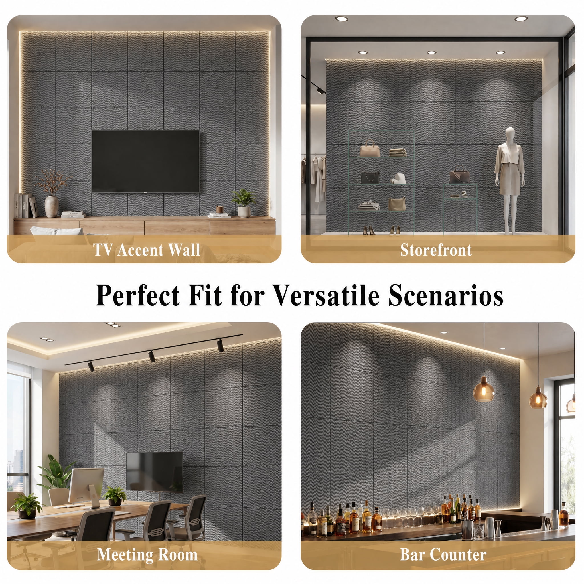 Real3D 8Pcs 24"x24" Faux Stone Wall Panels 3D Textured, Flexible Real Sand Finish Decorative Wall Tiles,Cement Gray