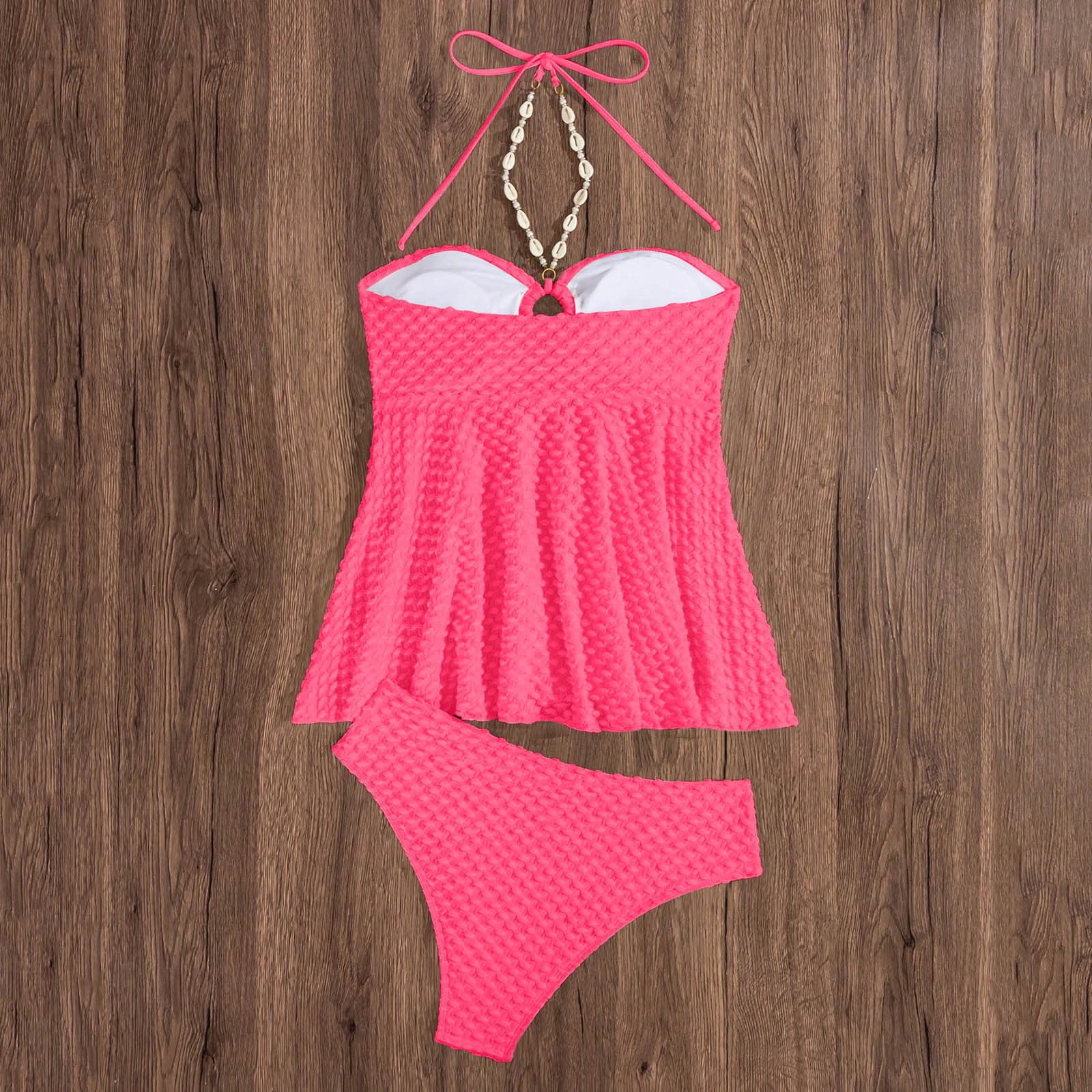 Tankini Swimsuits for Women Separates Two Piece Push-Up Bathing Suits Womens Trendy Solid Color Halterneck Tops Swimwear Swimsuit