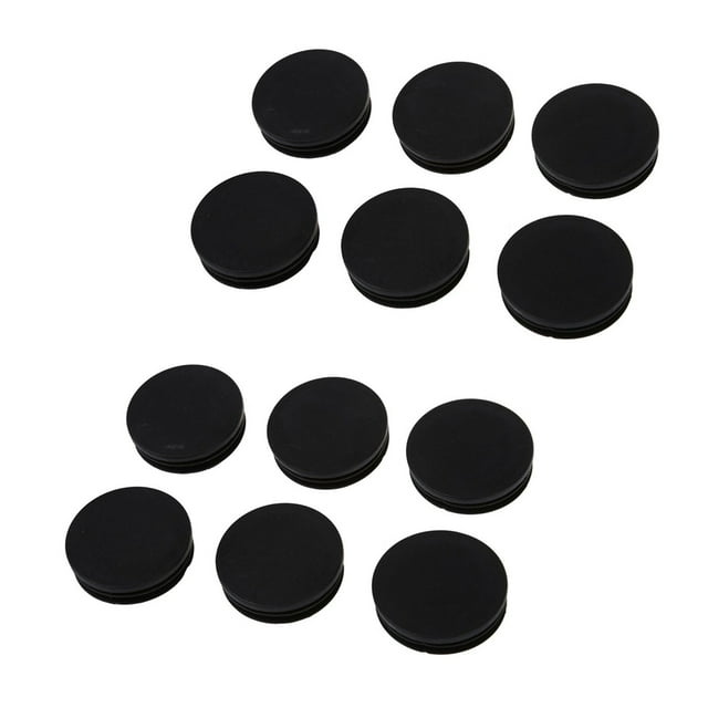 12 x Capuchons d'Insertion de Tube Rond en Plastique Noir 50mm Dia, 12 x Insert de Tube Rond, Noir