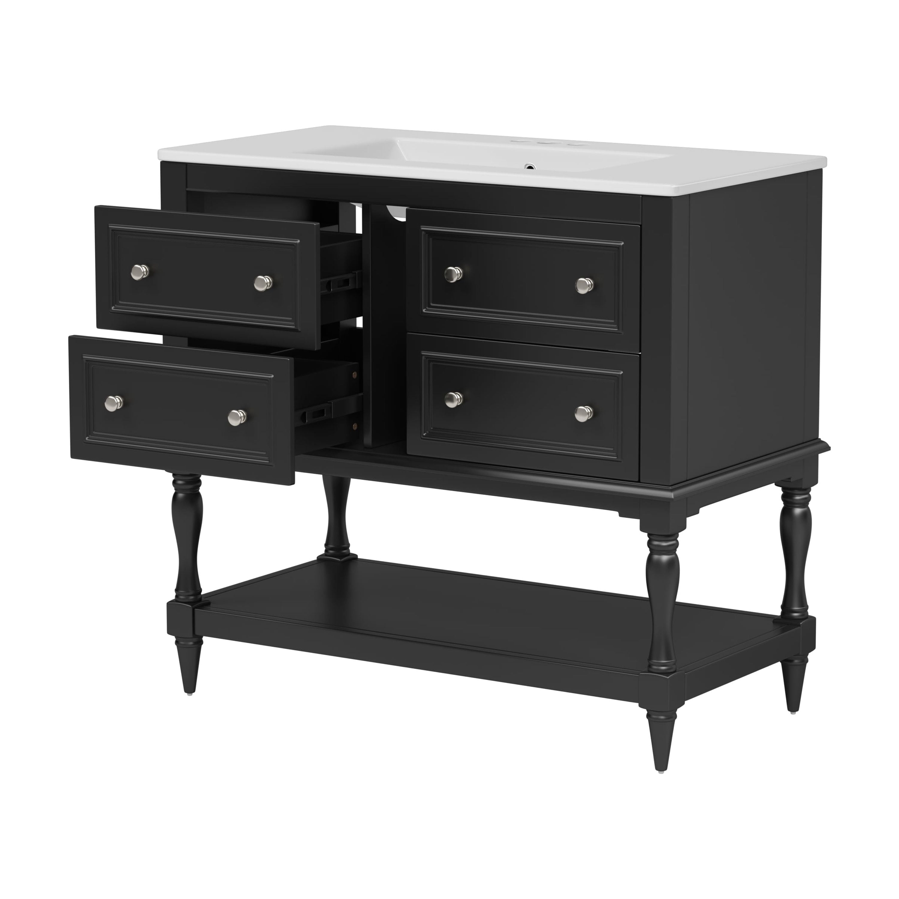 Harper & Bright Designs 36" Bathroom Vanity with Sink, Bathroom Storage Cabinet with Drawers, Single Sink Bathroom Vanity, Black