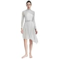 thumbnail image 2 of Aiihoo Women's Sparkly Lyrical Dance Dress Long Sleeve Mesh Tulle Dance Dress Contemporary Dancewear White S, 2 of 7