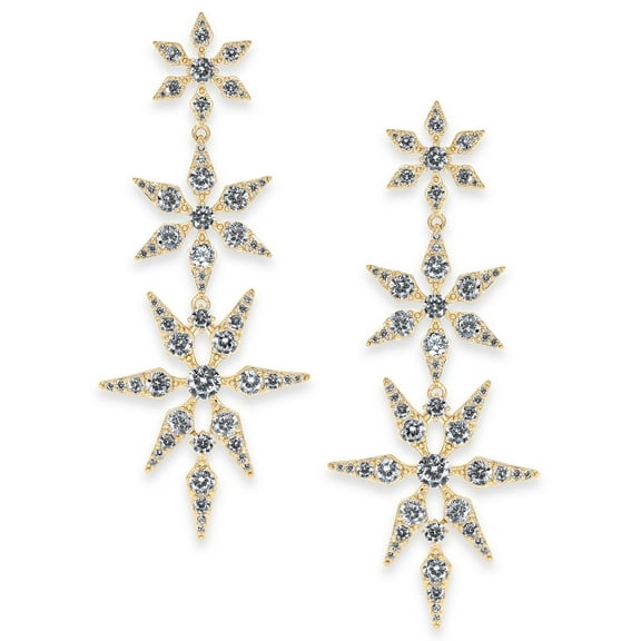 Eliot Danori Gold-Tone Cubic Zirconia Triple Star Drop Earrings