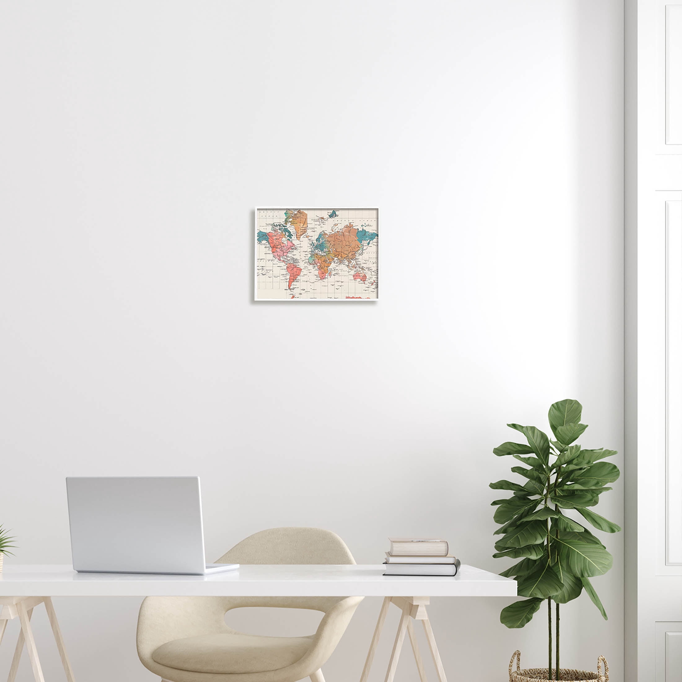 Stupell Industries Detailed Boho World Map Graphic Art White Framed Art Print Wall Art, Design by Elizabeth Medley