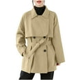 thumbnail image 2 of EGNMCR Women's Water Trench Coat Mid Long Double Breasted Coat Jacket Outwear Fall Winter, 2 of 9
