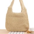thumbnail image 2 of Bolso de compras bohemio con asa de paja para mujer para la playa de verano (beige), 2 of 4