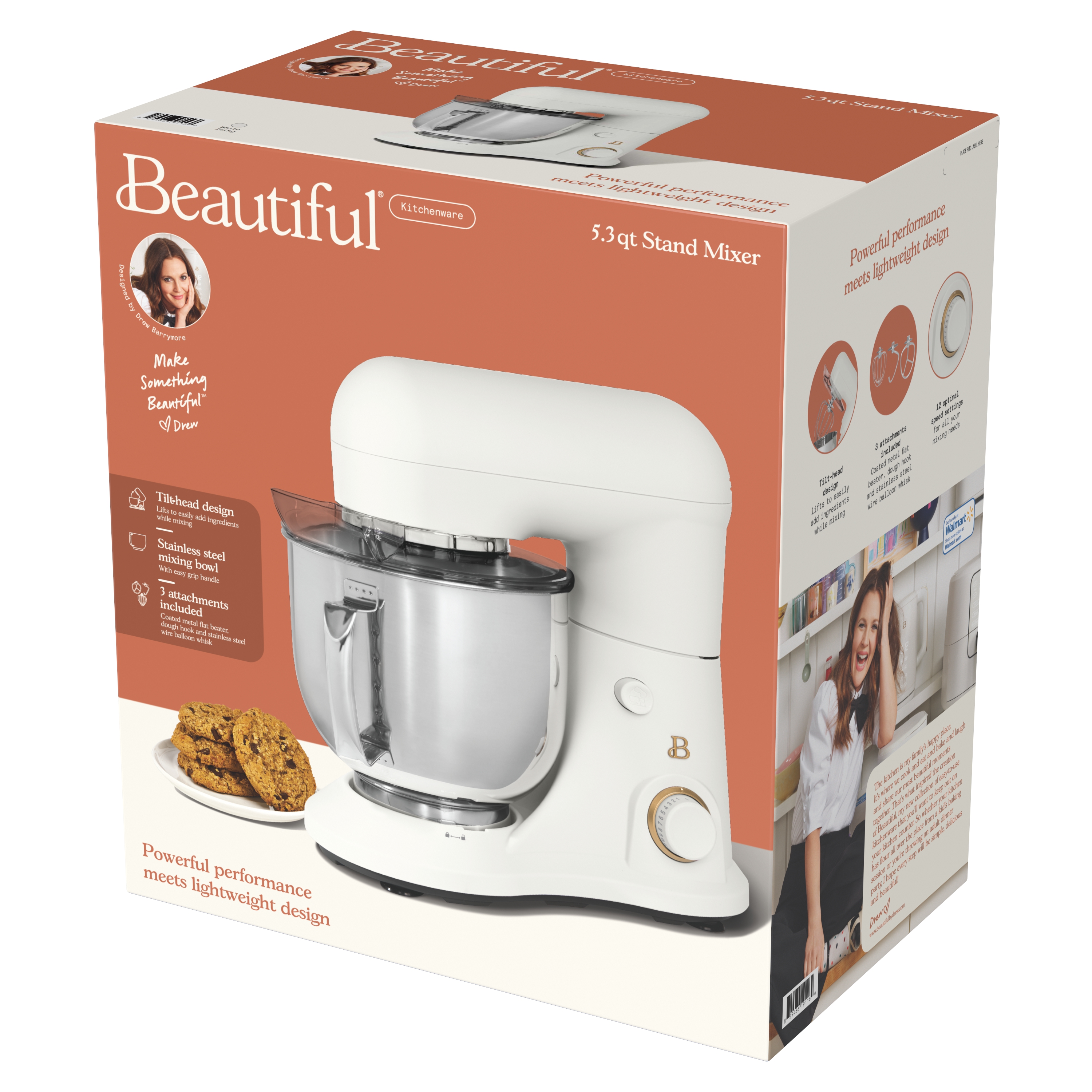 Beautiful 5.3-Qt Stand Mixer, White, By Drew Barrymore photo 4
