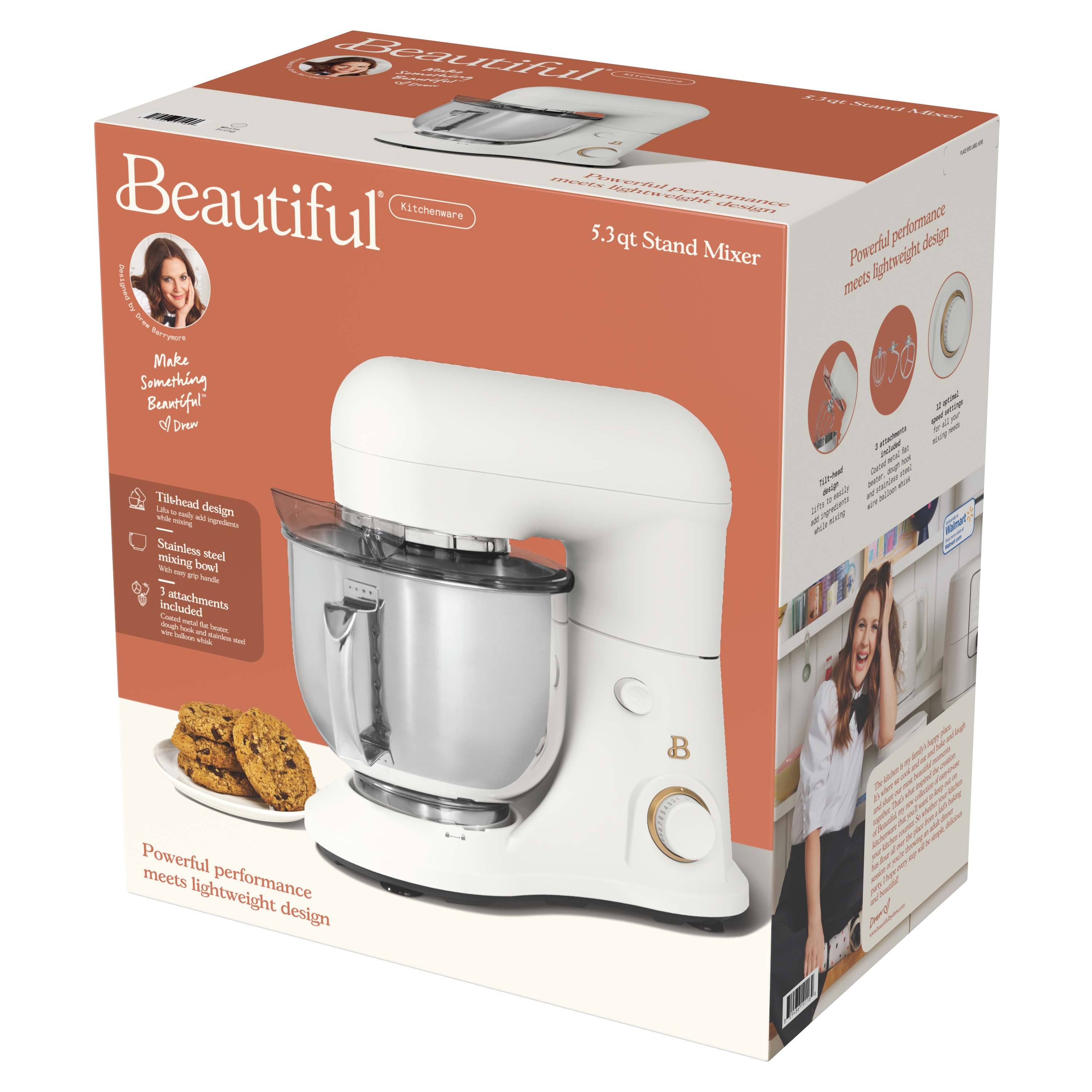 Beautiful 5.3 Qt Stand Mixer, Lightweight & Powerful with Tilt-Head, White Icing by Drew Barrymore - image 3 of 16