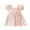 Pink, variant on Zwiiyzr Boho Baby Dress Toddler Girl Summer Daisy Round Neck Bubble Sleeve Bow Short Sleeve Dress for 6 Months-3 Years Baby Clothes Blue