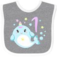 thumbnail image 3 of Inktastic Happy 1st Birthday with Cute Narwhal Stars and Bubbles Boys or Girls Baby Bib, 3 of 4