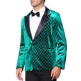 thumbnail image 4 of BLAZERS DE VELVET PICO DE LAPEL ARGYLE DE HOMBRE INSPIRE CHIC CON UN BOTÓN BRILLANTE M VERDE, 4 of 4
