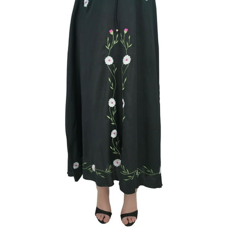 

Bimba Women Black Drawstring Maternity Sleepwear 3/4 Sleeve Moms Maxi Dress - 10