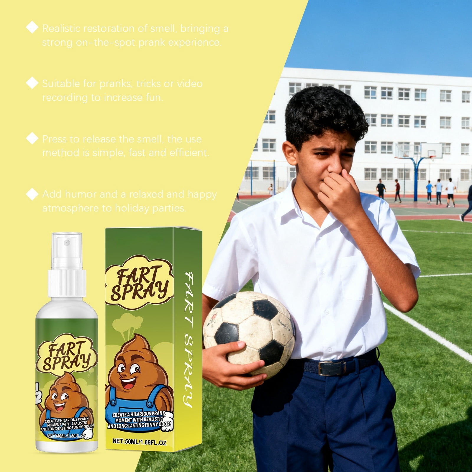 YAMB 50ml Liquid Fart Spray with Realistic Smell, Natural Ingredients Safe Prank Spray for Parties, Non Irritating Formula for Party Interaction, Holiday Trick Games, Friend Gathering Pranks