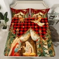 thumbnail image 2 of Manfei Merry Christmas Twin Sheet Set (3-Piece) Red Black Geometric Grid Decor For Adults, 2 of 7