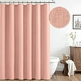 thumbnail image 2 of Blush Pink Extra Long Linen Shower Curtain, 108 Inch Long Heavy Duty Fabric Shower Curtain Set with 12 Metal Hooks, Waterproof Decor Machine Washable for Bathroom Bathtub Hotel, 72 x 108, 2 of 14