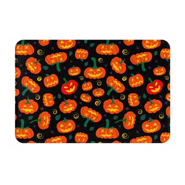 Balery Pumpkin Fallen Leaves Felpudo de franela, resistente a las manchas y a la decoloración, para uso interior y exterior, fácil de limpiar, 40 x 60 cm