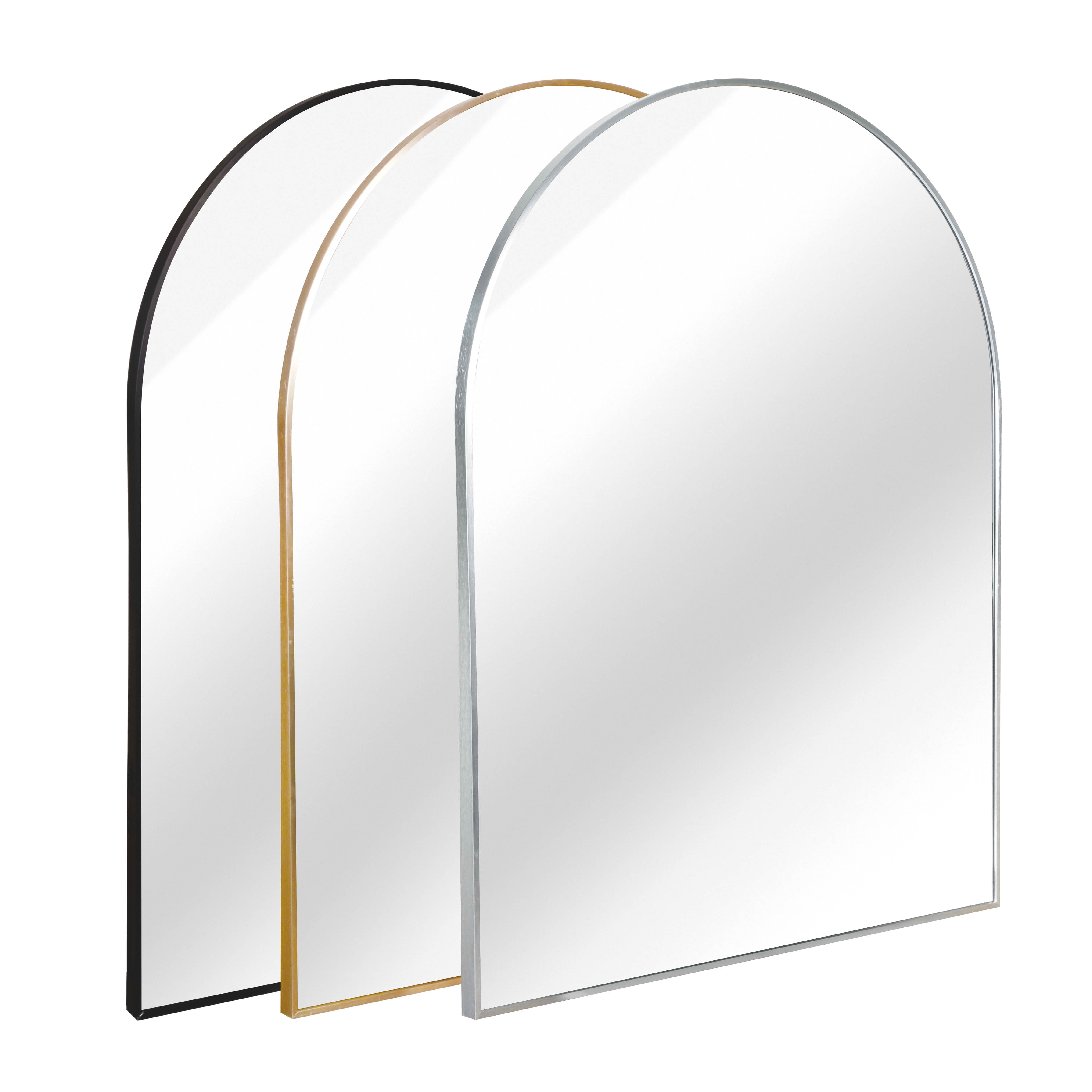 MAYEERTY 30x40 Inch Black Metal Framed Arched Bathroom Wall Mirror, for Oversized Bathroom Decor