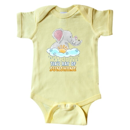 

Inktastic Tia s Ray Of SunshineCute Elephants Rainclouds and Sun Gift Baby Boy or Baby Girl Bodysuit