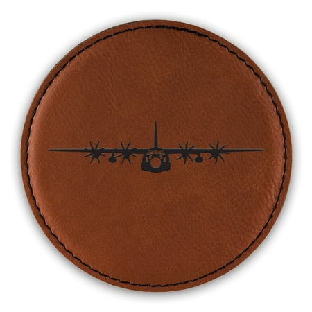 

C-130T Hercules Coaster Laser Engraved Leatherette - Round Coasters - Many Colors - Single / Coasters Sets - c-130 c130 transport aircraft
