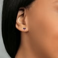 thumbnail image 4 of Gem Stone King 14K Yellow Gold Blue Sapphire and Pink Sapphire Three Stone Stud Earrings for Women (0.87 Cttw, Gemstone September Birthstone, Round 3MM), 4 of 4