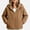 Brown, variant on HAOTAGS Girls Hooded Fleece Jacket (3-13) Solid Color Long Sleeve Jacket With Pocket Warm Zipper Outerwear Light Blue Size 6