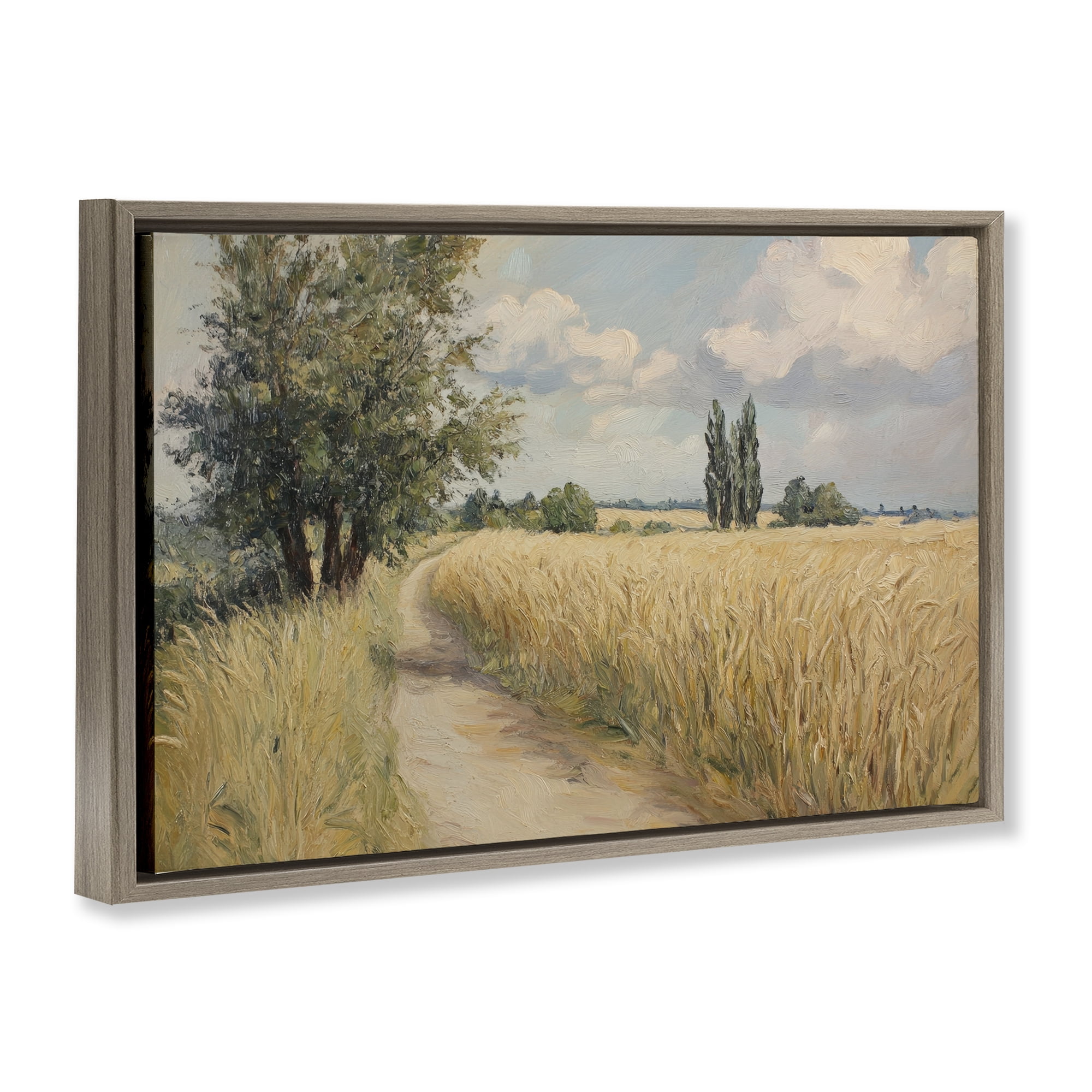 Stupell Industries Quiet Path Through Wheat Brown Framed Floater Canvas Wall Art, design by Petal Prints Design