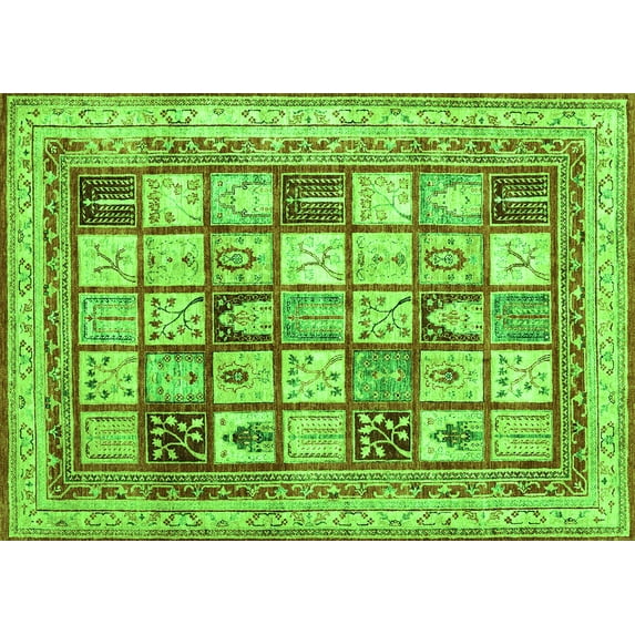 Ahgly Company Indoor Rectangle Abstract Green Contemporary Area Rugs, 3' x 5'
