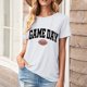 thumbnail image 1 of Karight Football Shirts for Women Game Day T Shirts Football Outfits Funny Graphic Tee Casual Short Sleeve Tee Shirts, 1 of 4
