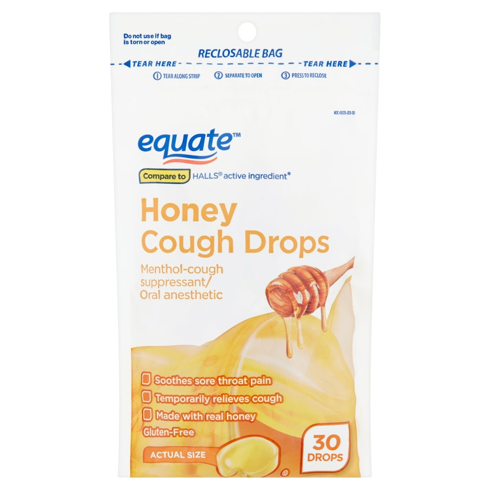 Equate Honey Cough Drops with Menthol, 30 Count