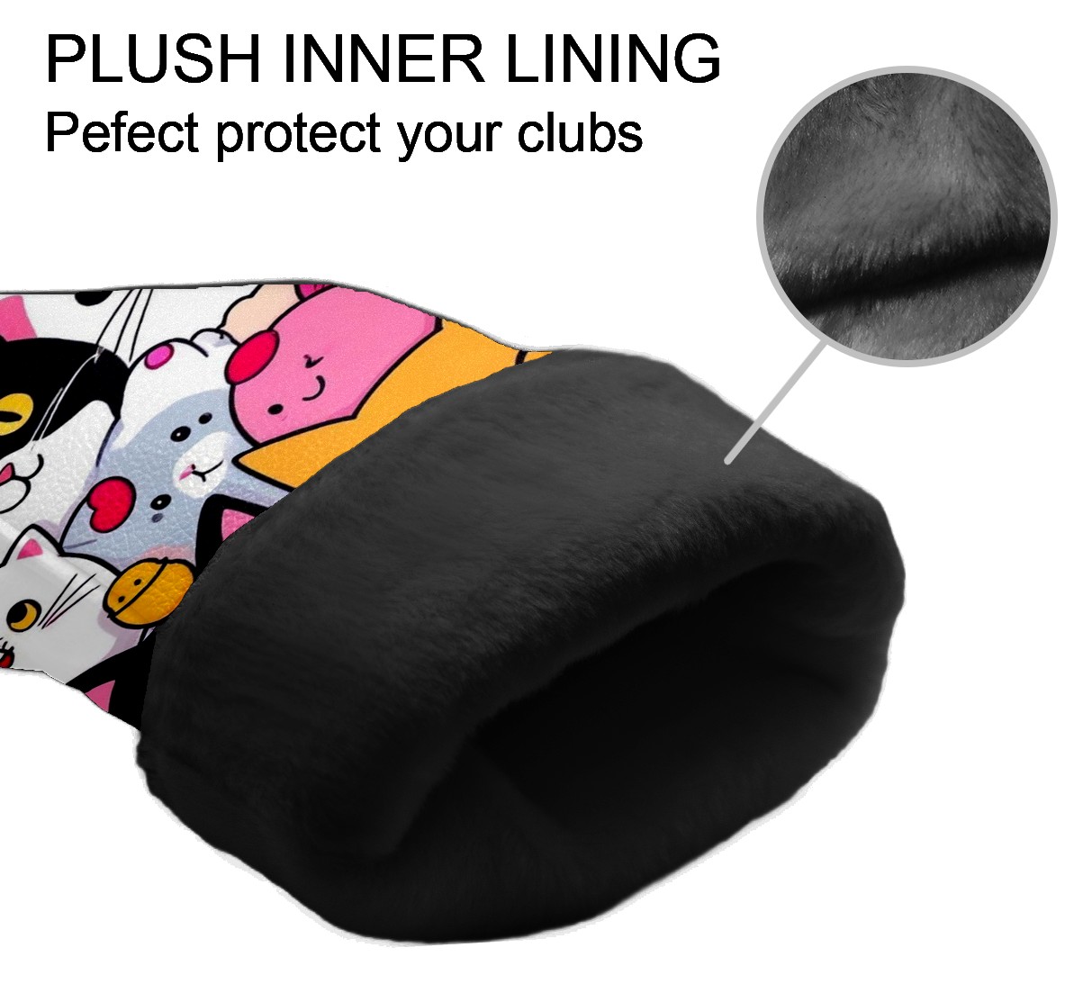 Golf Club Covers, Cartoon1 Premium PU Leather Driver Hybrid Putter Head Covers with Velvet Lining, Waterproof Golf Gifts for Men Women