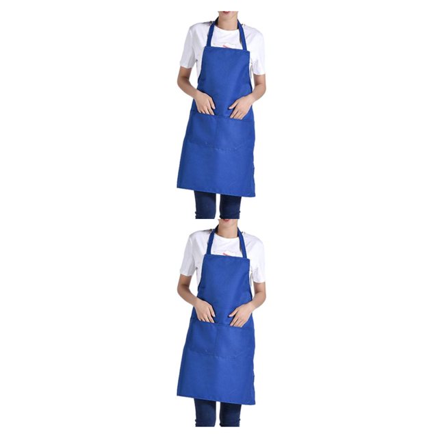 Maytalsory 12piece Woman Apron With Pockets Convenient And Stylish Kitchen Lightweight Efficient blue 2Set