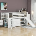thumbnail image 1 of WM Store Low Loft Bed with Attached Bookcases and Separate 3-tier Drawers,Convertible Ladder and Slide,Twin,White, 1 of 1