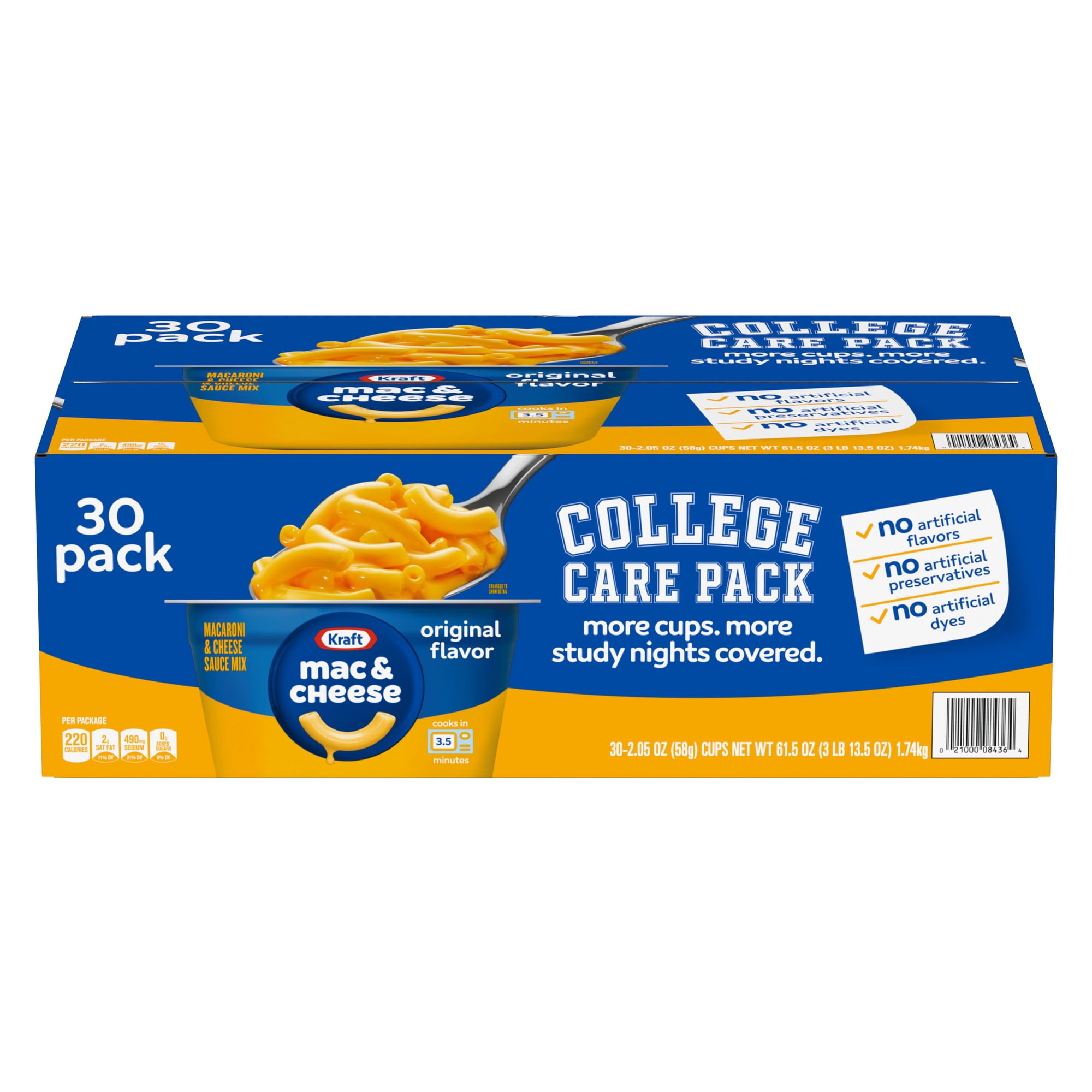 Kraft Original Flavor Mac & Cheese, 30 Count Box, 2.05 oz Cups