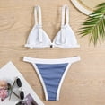 thumbnail image 5 of Fall Stylish 2024 SMihono Women's Ribbed Triangle Bikini Set High Waist Swimsuit Bathing Suits Two Piece Blue 4, 5 of 7