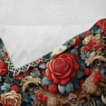 thumbnail image 4 of Ambesonne Leopard Fleece Throw Blanket Rich Rococo Style Roses 50"x60" Dark Coral Caramel and Blue, 4 of 5