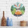 thumbnail image 3 of Cute Rabbit Drive Trees Round Wall Clock Silent Analog Battery Operated Gold Pointer Home Decor 9.84" Diameter, 3 of 11