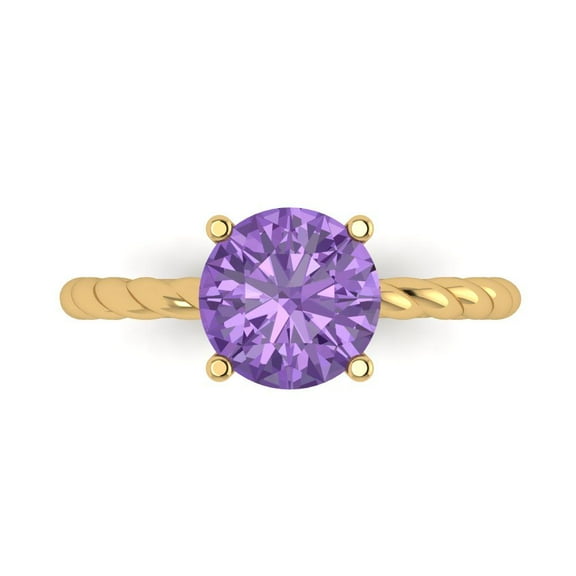 Clara Pucci 14K Yellow Gold 2ct Alexandrite Solitaire Ring for Women