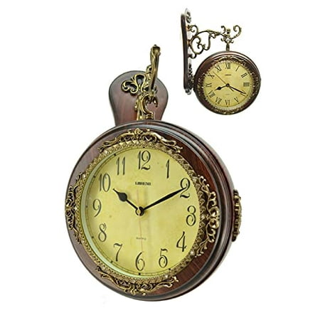 Fabulous Antique Incredible 2 Side Wall Clock Double Face Hanging Clock