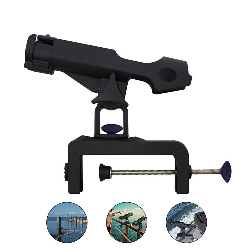 Clamp-on Boat Fishing Rod Holder with Side Mounts 360 Degree Adjustable 