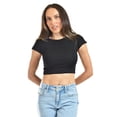 thumbnail image 1 of Crop top de manga corta /Juvenil, 0127 (Negro) negro M, 1 of 4
