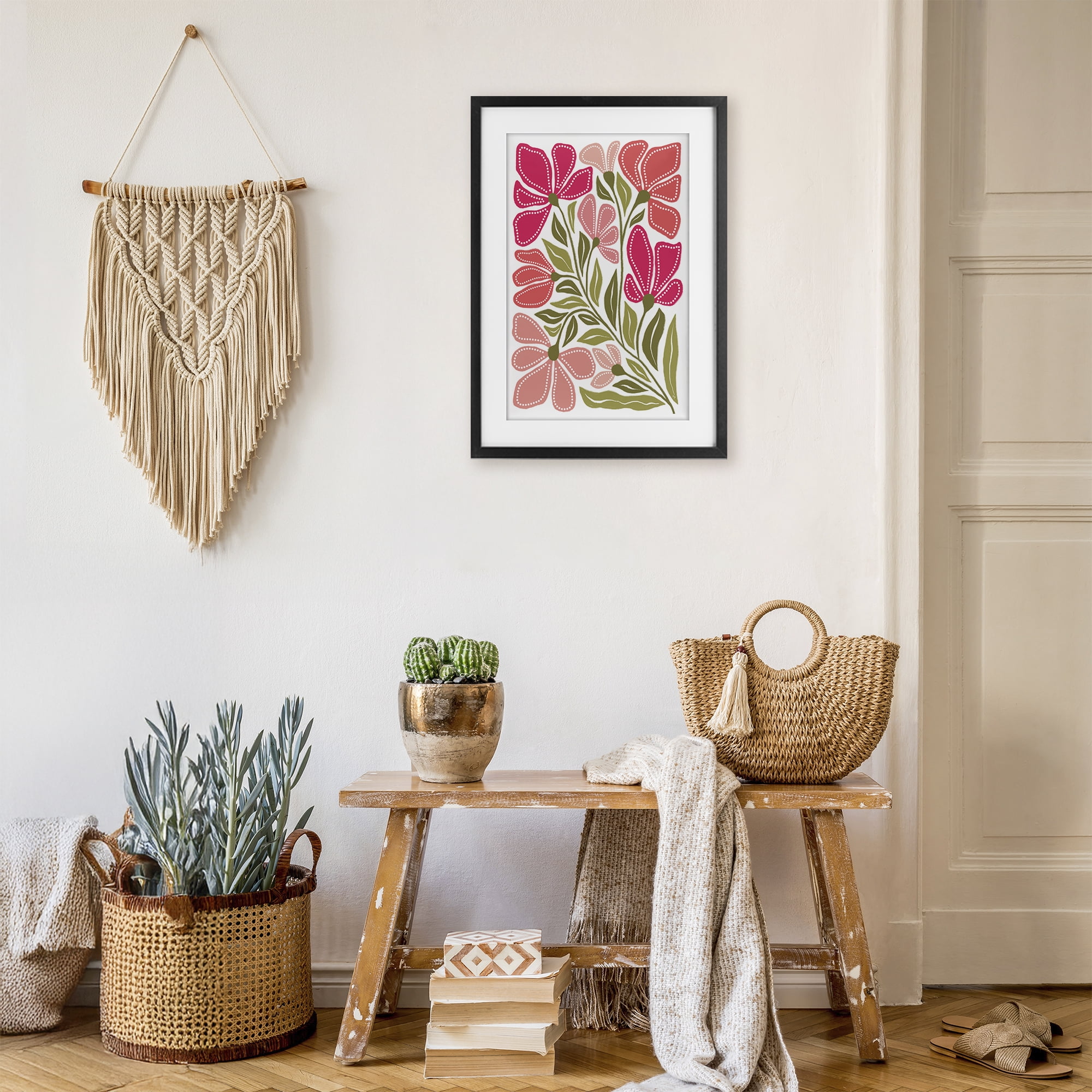 Stupell Industries Bold Midcentury Blooms Black Framed Print Under Glass, design by Martina Pavlova