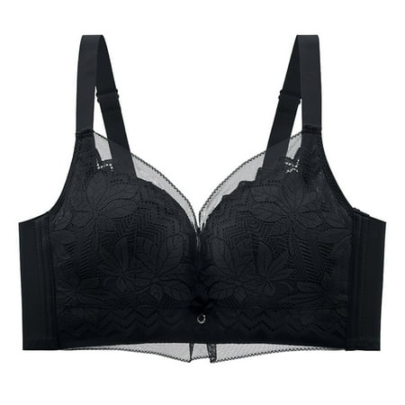 Mrasaso New Arrivals! Nursing Bras Women Dacron Bras Women s Breathable Lace Thickening Bra Comfortable Support Without Steel Rings(1pc Bra) Black|M