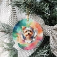 thumbnail image 3 of Funny Watercolor Adorable Yorkshire Terrier Peeking Through Torn Paper Effect Ceramic Round Ornament Yorkie Dog Lover Gifts Home Tree Decor - 00026, 3 of 5