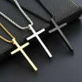 thumbnail image 5 of 14K gold plating Cross Necklace for Men, Silver/Black/Gold/Stainless Steel Cross Pendant Necklace for Men Box Chain Circumference 27.5 Inch, 5 of 8