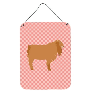 Carolines Treasures BB7885DS1216 American Lamancha Goat Pink Check Wall or Door Hanging Prints